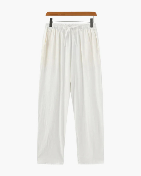 Calça de linho preta elegante para verão sofisticado.