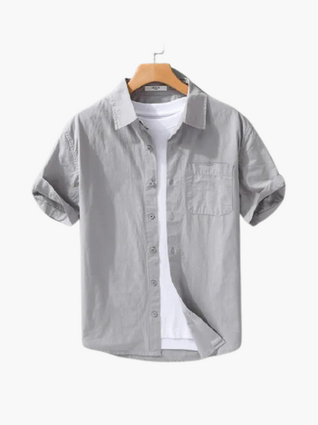 Camisa masculina de verão em algodão fino estilo old money, perfeita para dias quentes.