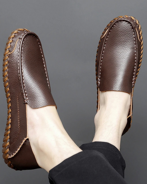 Sapato masculino para dirigir, feito em couro legítimo, com elegância Old Money.