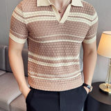 Camisa de verão com gola V e textura clássica casual masculina