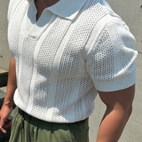 Polo masculina vintage inspirada no guarda-roupa aristocrático, tecido poliviscose, poliester.