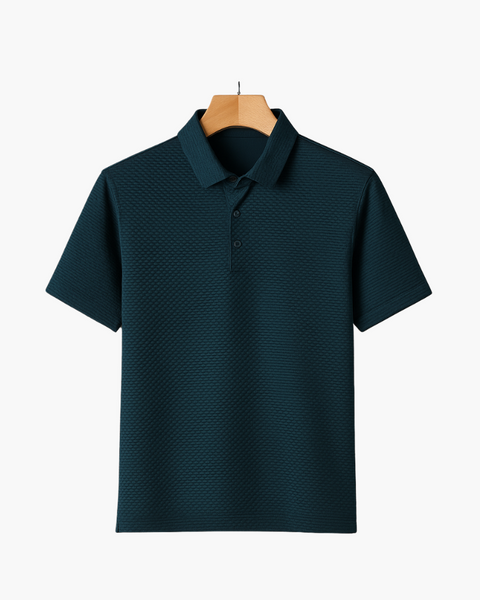 Polo masculina estilo old money com tecido de seda e malha respirável para o verão